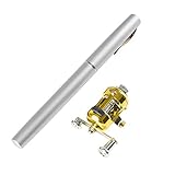 Pen Fishing Rod,Tuscom Portable Mini Telescopic Pocket Fish Pen Aluminum Alloy Fishing Rod Pole + Reel (Silver)