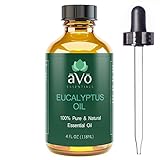 aVo Essentials Eucalyptus Essential Oil for Aromatherapy with Glass Dropper, 4 oz