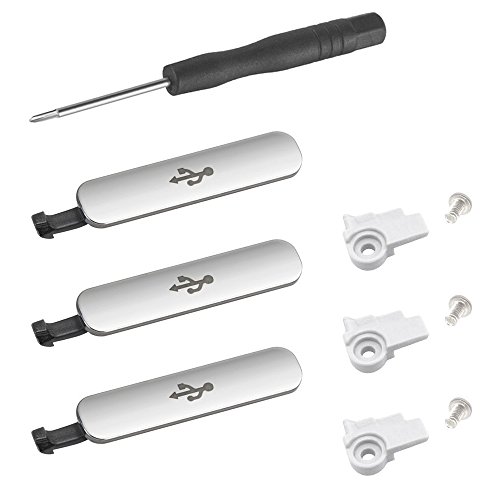 Vastar 11-in-1 Samsung Galaxy S5 USB Port Charger Cover Flap Replacement (3 pices) for Samsung Galaxy S5 SV I9600 G900 G900A G900V G900T G900P G900F G900H G900I + Plastic Holder(3 pices) + Screw(3 pices) + ScrewDriver + Vastar Cloth