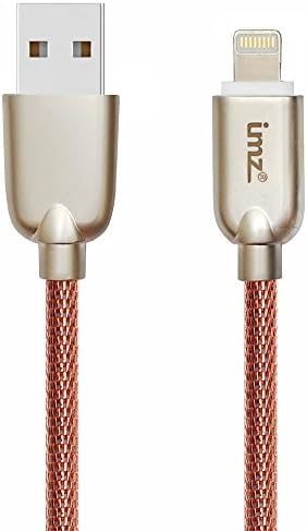 IMZ Zinc Alloy Lightning Cable, (3FT) Metal Steel Braided, 8 Pin to USB Fast Charging &amp; Data Transfer Cord for Apple iPhone X/8/8 Plus/7/7 Plus 6s/6s Plus/6/6 Plus/5s/5, iPad Pro/Air/Mini (Rose)