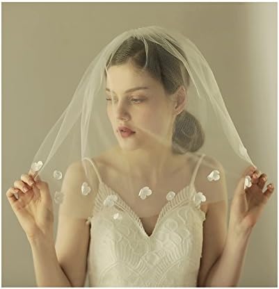 Drhob Women's Tulle Pure Chapel Length Bridal Veil with Comb for Weddding