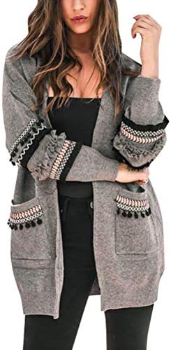ORANDESIGNE Women's Classic Long Sleeve Open Front Loose Warm Cardigan Sweater Casual Coat Outwear with Pockets