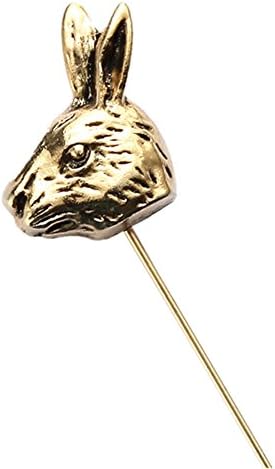 MGStyle Boutonniere Lapel Pin Stick Brooch For Men - Rabbit - Gold Tone - Alloy with Deluxe Gift Box