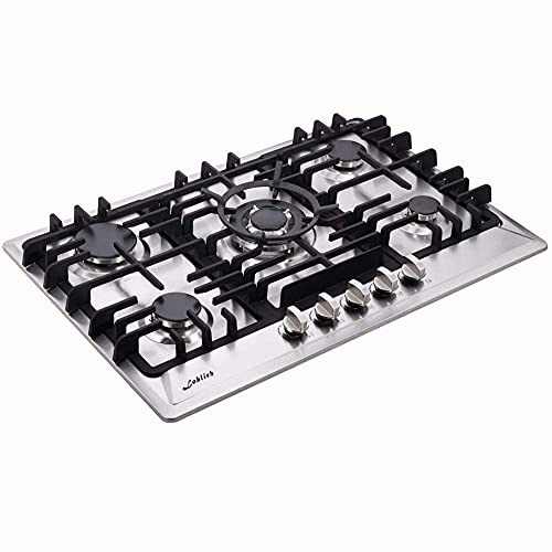 30 Inch Gas Cooktop, Builtin Stainless Steel Gas Stovetop 5 High