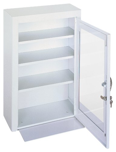 Durham 518-43-PD White Cold Rolled Steel Medicine Storage Cabinet with Plexiglass Door, 18" Width x 27" Height x 8" Depth