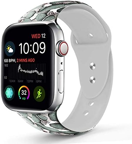 Compatible with A pple Watch Band 42mm 44mm, OOCASE Floraler Soft Silicone iWatch Strap Replacement Sport Band for Apple Watch Band 42mm Series 4/3/2/1 Sport & Edition Cactus Flower Pattern