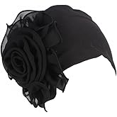 YYAOJHAO Chemo Turban Hats for Women - Elastic Flower Beanie Headwrap Caps Solid Color Grate for Cancer Hair Cover