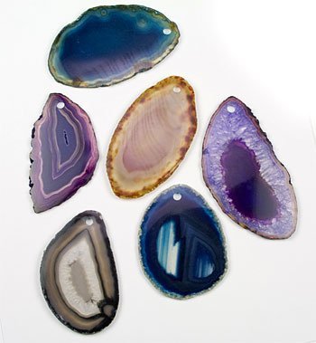 Thin Sliced Drilled Brazilian Agate One Pound 1.5-3 Inch Size