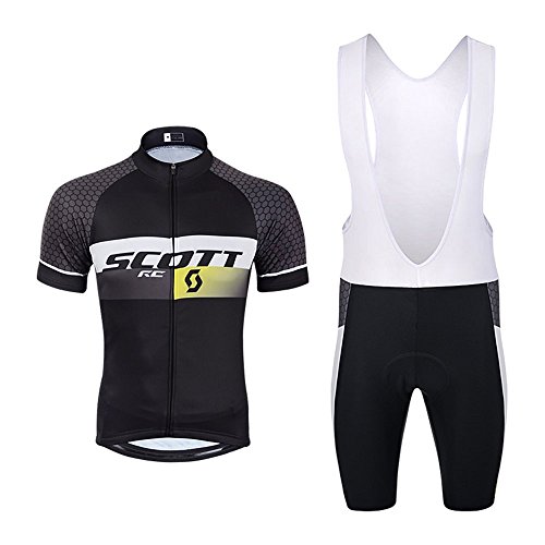 Scott Team Cycling Jersey Suit with Silicon Bib Shorts Outdoor SportsWear Cyclewear Breathable Lightweit M DG026