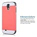 ULAK Galaxy S4 Case, S4 Case - Hybrid Slim Hard Back Case Cover Rubber Bumper 2in1 Rigid Plastic Shell + TPU Daul Layer w/Card Storage for Samsung Galaxy S4 I9500 (Coral Pink/Grey)