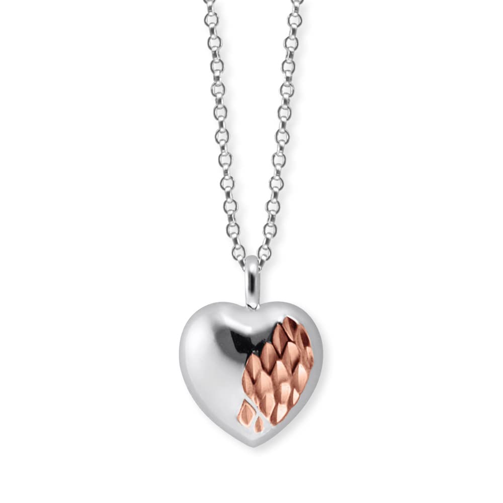 Engelsrufer Angel Whisperer Women's Sterling Silver Necklace with Heart Pendant in Silver and Rose Gold - Adjustable in 3 Lengths - Lobster Clasp - Length: 44 cm, one size, Silver, No Gemstone
