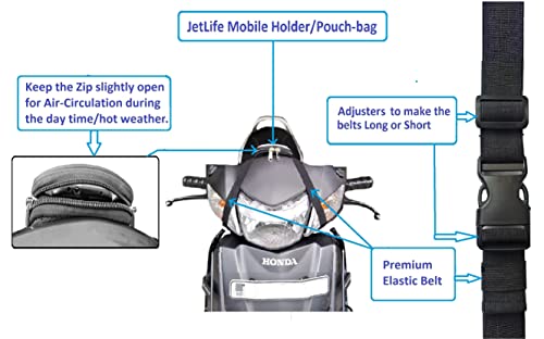 JETLIFE Moped Mobile Holder Vespa Scooter EV Bike, Moped Phone Holder Mount, Cell Phone Holder Mount, Fits All Smartphones Upto 7.2'' (Carbon Black)