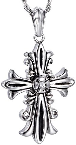 QTLI Classic Trendy Style Jewelry Men's Stainlee Steel Cross Shaped Pendant Necklace , one size