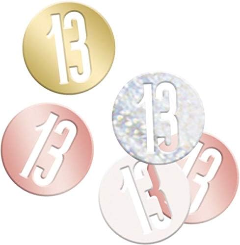 Unique 84944 Birthday Confetti Cutouts-5 oz., Rose Gold, Age 13
