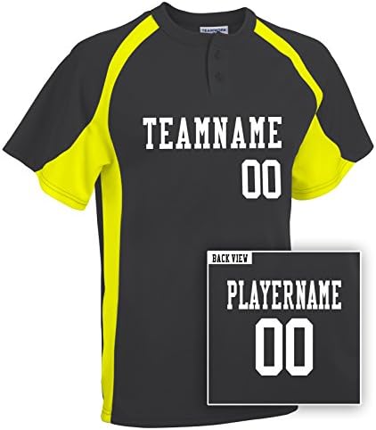Adult Custom Baseball 2-Button Jersey, Personalize w/ YOUR Names &amp; Numbers-XL