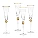 Godinger Champagne Glasses, Champagne Flutes, Trumpet Flute Champagne Glass, Wedding Toasting Glasses, Gold Diamond - Set of 2