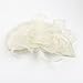 FeiYu Crafts Penny Mesh Hat Fascinator with Mesh Ribbons and Black Feathers (Off-White)