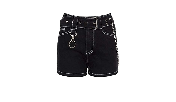 Womens Black Denim Hot Pants Shorts 
