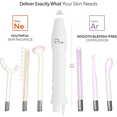 NuDerma Professional Skin Therapy Wand Portable High Frequency Skin Therapy Machine with 6