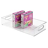 mDesign Plastic Kitchen Pantry Cabinet, Refrigerator or Freezer Food Storage Bin with Handles - Organizer for Fruit, Yogurt, Snacks, Pasta - BPA Free, 16