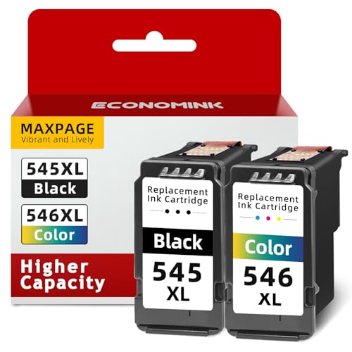 Economink 545 546 XL Multipack, Patronen 545 546 Kompatibel für Canon Druckerpatrone 545 546, PG-545XL Schwarz, CL-546XL Farbe. Geeignet für Canon PIXMA TS3300,