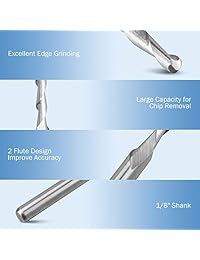 hqmaster 1 8" 17 mm Bola Nose End Mills CNC Router Bits 2 Flautas cortador en espiral Set Herramienta Acero de tungsteno, 10 unidades)