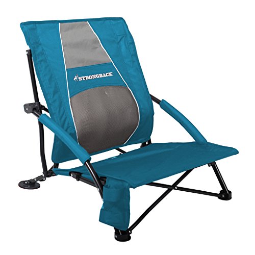 STRONGBACK Low Gravity Beach Chair with Lumbar Support, Blue STRONGBACK Low Gravity Beach Chair with Lumbar Support, Blue