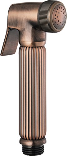 Stainless Steel Self-Cleaning High Pressure Handled Bidet Sprayer / Shataff Set with Flexible Hose and Holder and T-Valve (Chrome) (Red Bronze)