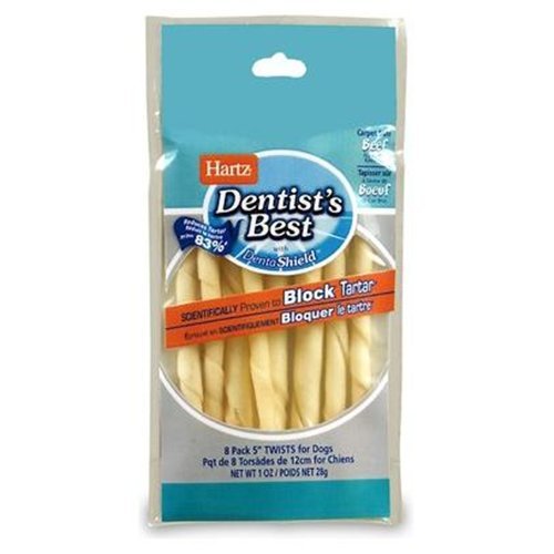 Hartz 01002 5" Rawhide Twists Dentist'S Best With Dentashiel