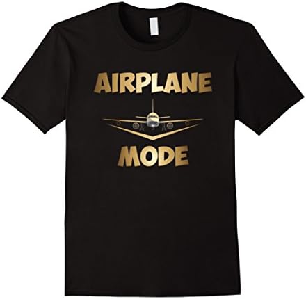 Mens Airplane Mode Shirt Pilot Aviation Tee Medium Black