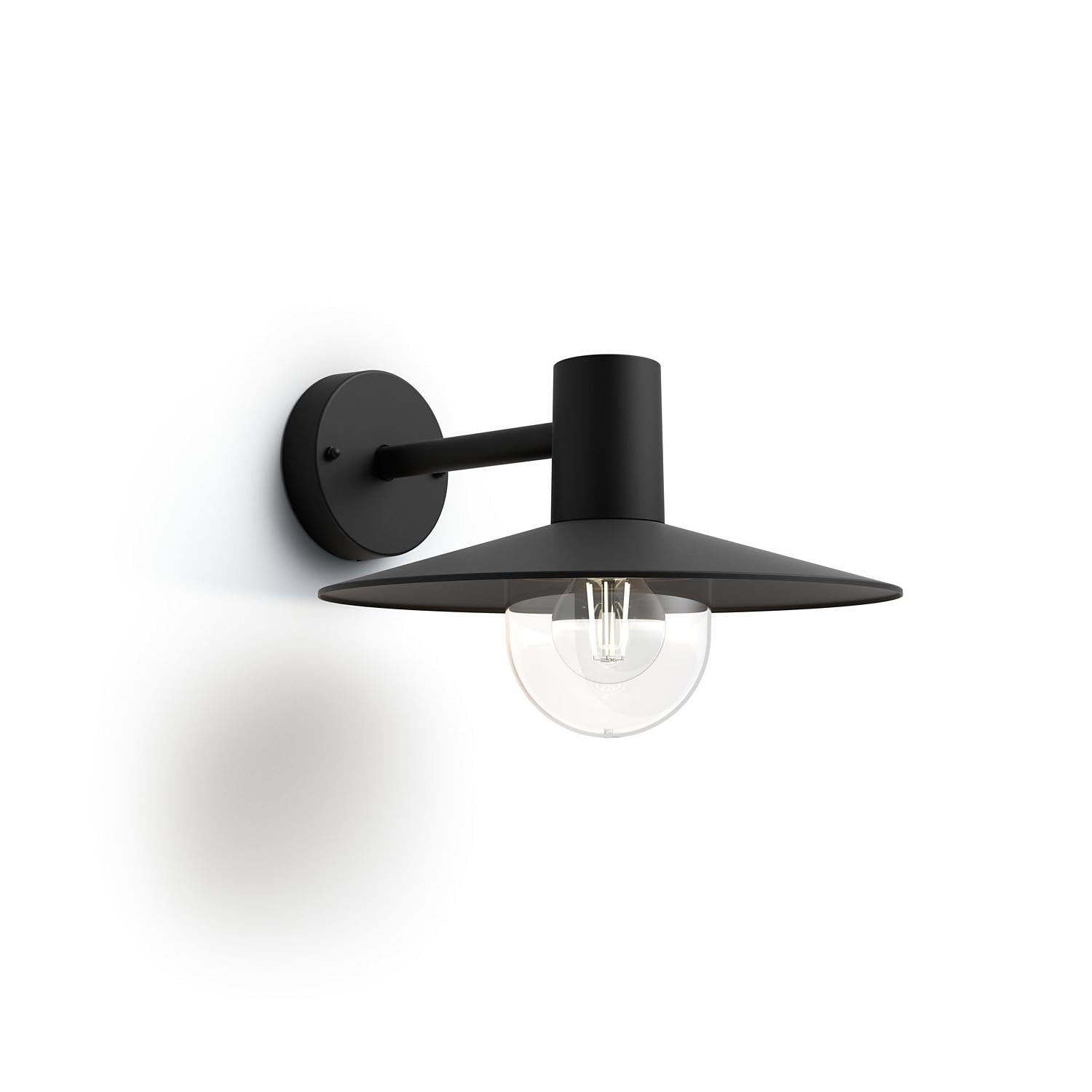 Philips MyGarden Outdoor Wall Light, E27, Aluminium, Black, Designed for Gardens and Patios Black