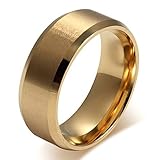 UOKOHO 8mm Mens Wedding Band Ring Matte Finish Beveled Polished Edge Comfort Fit