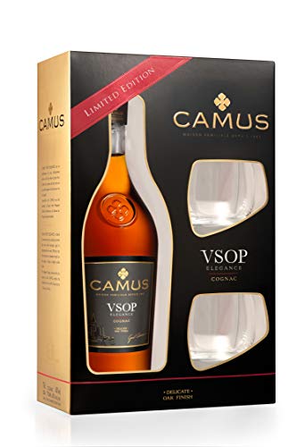 Camus VSOP Elegance Cognac mit Geschenkverpackung mit 2 Gläsern Cognac - 70cl 40° - Familienbesitz seit 1863 – Bild 3