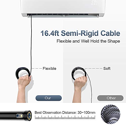 Pipe Sewer Inspection Camera, Dual Lens 1080P Industrial Endoscope, 4.5" Screen Waterproof Borescope Snake Camera with 6 LED, 16.4FT Semi-Rigid Cable Endoscope, 2500mAh Battery, 32GB TF Card - Thumbnail 4