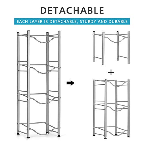 Water Bottle Holder Water Cooler Jug Rack 5 Gallon Jug Holder 4-Tier Water Bottle Storage Rack Water Shelf Water Bottle Rack Save Space for Home Office Organization, Sliver