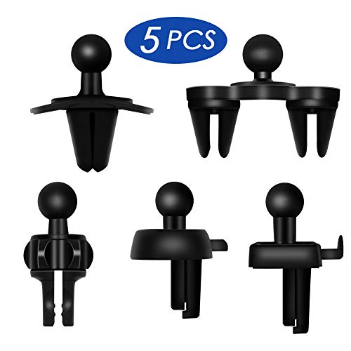 Anumit Car Air Vent Mount Clip, 5Pcs Universal Car Vent Holder Clip Kit Replacement Cradle Kickstand Clamp with 0.67inch Ball Head, Fits Wireless Car Charger, Car Phone Holder, Garmin GPS and More
