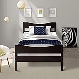 Merax WF034134PAA Wood Platform Bed Frame with Headboard/No Box Spring Needed/Wooden Slat Support/Espresso Finish, Twin,