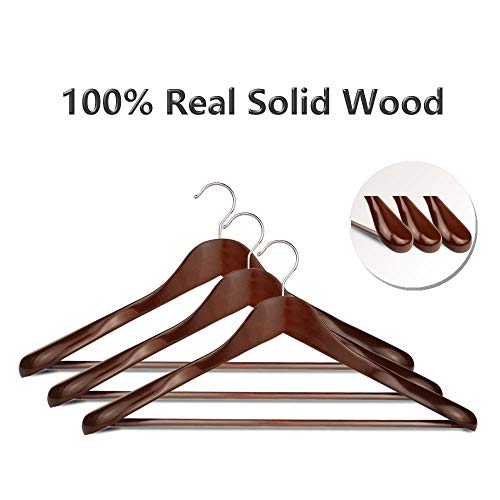 meqution Coat Hanger 8-Pack, Wood Hangers Trouser Hangers Extra Wide Shoulder Wooden Hangers for Heavy Coat, Sweater, Skirt, Suit, Pants, Retro Finish (Retro Finish)