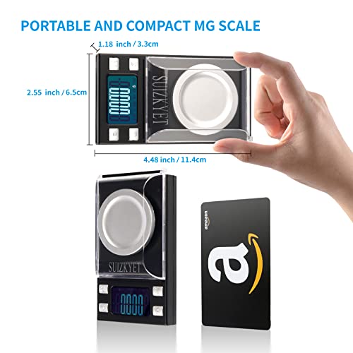 Ultra-High Precision Milligram Scale 50g X 0.001g, MG Reloading Scale with 50g Calibration Weight, Small Pocket Powder Scale for Jewelry Gold Herb 6 Units Coversion and Bright LCD Display