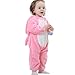 IDGIRL Baby Bunny Costume, Animal Rabbit Cosplay Pajamas for Girl Winter Flannel Romper Outfit 12-18 Months, Pink One Piece