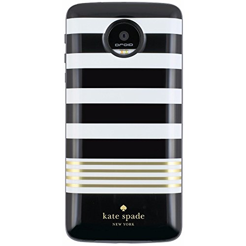 kate spade new york Battery Case for Motorolo Z Droid, Z Play Droid - Stripe 2 Black/White/Gold Foil