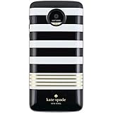 kate spade new york Battery Case for Motorolo Z Droid, Z Play Droid - Stripe 2 Black/White/Gold Foil