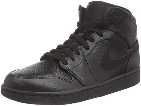 Nike Jordan Mens Air Jordan 1 Mid Black/Black/Black Basketball Shoe 9 Men US