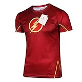 Topway Men's The Flash Short Sleeve Crewneck Compression Super Heroes T-shirt Wicking Tee (Large, Red(TXSD01))