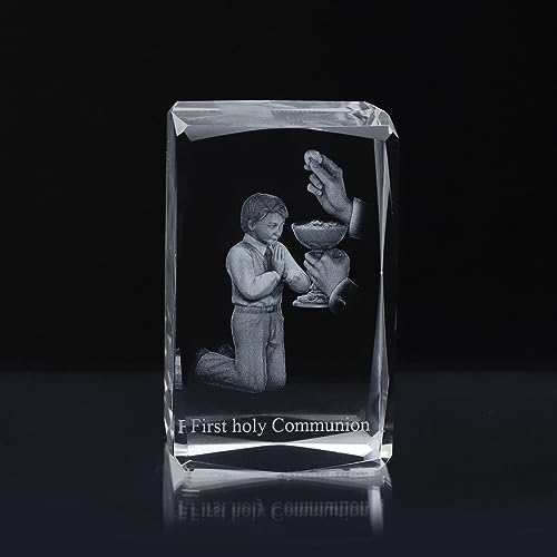 First Communion Gifts for Boys,3D Crystal Statue Catholic Religious Gifts for Kids with Gifts Box, Kids Room Decor