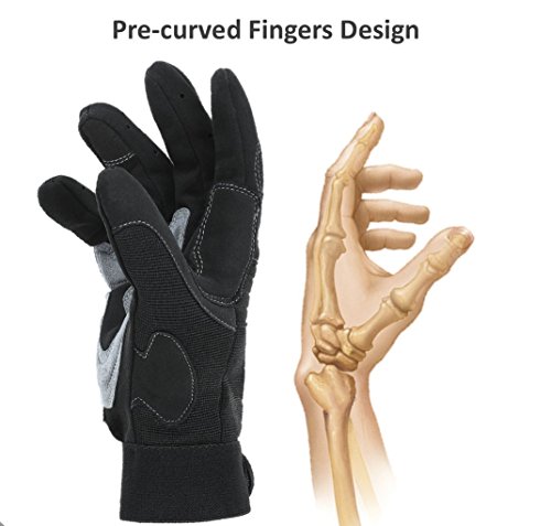 Durable Padded Work Gloves with Anti Vibrant Firm Grip, Touch Screen Tip; Comfortable Protective Workwear, EN388 Certified Safety, Washable for Working, Tactical, Mechanic, Duty and General Utility