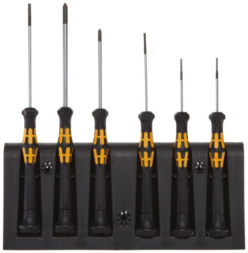 Wera 1578 a/6 electronics screwdriver set and rack, 6-piece set