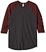 American Apparel Men's Poly-Cotton 3/4 Sleeve Raglan Shirt, Heather Black/Truffle, Large