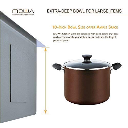 MOWA HTS2522 25" x 22" Topmount Laundry Utility Sink 16 Gauge Stainless Steel (9 Gauge Extra Thick Deck), Drop In Single Bowl Kitchen Sink w/Sink Grid, Basket Strainer and Bonus Soap Dispenser