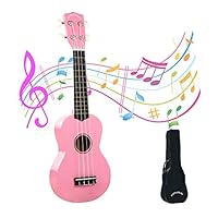 POMAIKAI Ukulele Wood Ukuleles for Beginner Soprano Ukulele Starter Kid Guitar Hawaii Guitar 21 Inch Pink Rainbow Kids Uke with Gig Bag (Pink)